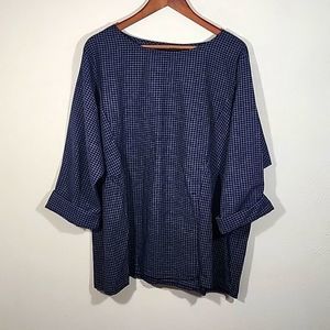 Zanzea plus size long sleeve window pane print cotton top NWT